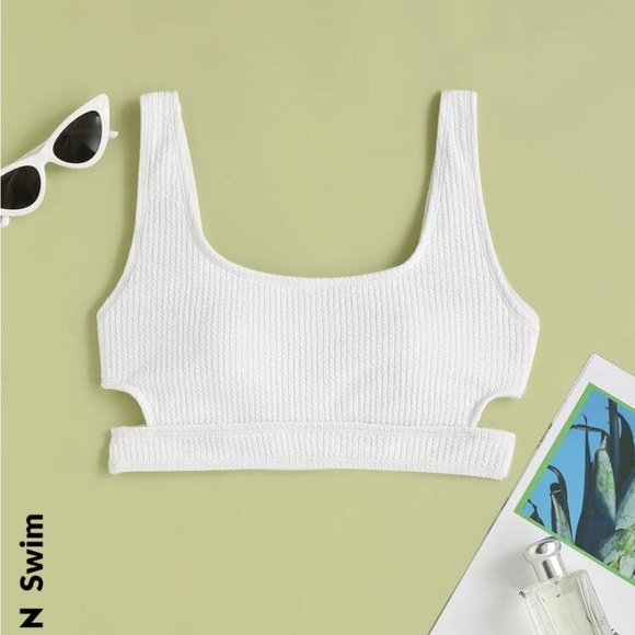 White Ribbed Bikini Top - Picture 2 of 5